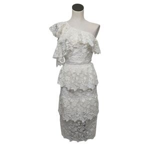 NWT Joie Dress Belisa One Shoulder White Lace Ivory Midi Womens Size 0 Bridal‎